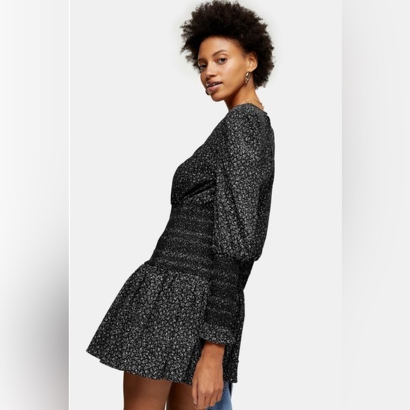 Topshop Shirred Waist Mini Dress - Picture 1 of 9